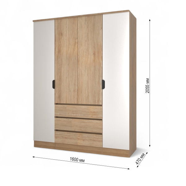 Шкаф ВЕНСЕН Дуб сонома 4-х дв., 3 ящ, Зеркало/ Дуб Сонома Шкаф ВЕНСЕН Дуб сонома 4-х дв., 3 ящ, Зеркало/ Дуб Сонома