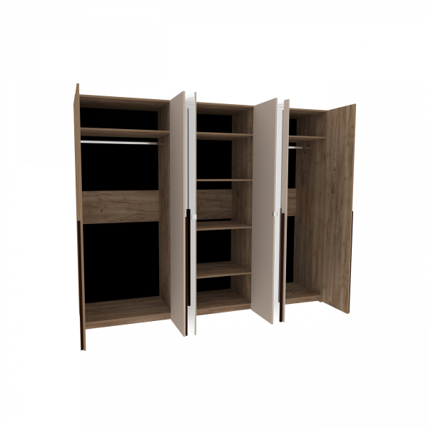 Кара 7 Шкаф для одежды и белья 6 дв. Дуб Табачный Craft/Велюр Кара 7 Шкаф для одежды и белья 6 дв. Дуб Табачный Craft/Велюр