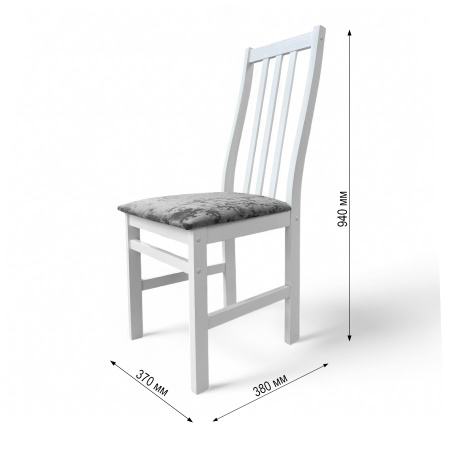 Стул Соло Р белая эмаль/ Катания 17 (Серая дымка)  Стул Соло Р белая эмаль/ Катания 17 (Серая дымка)