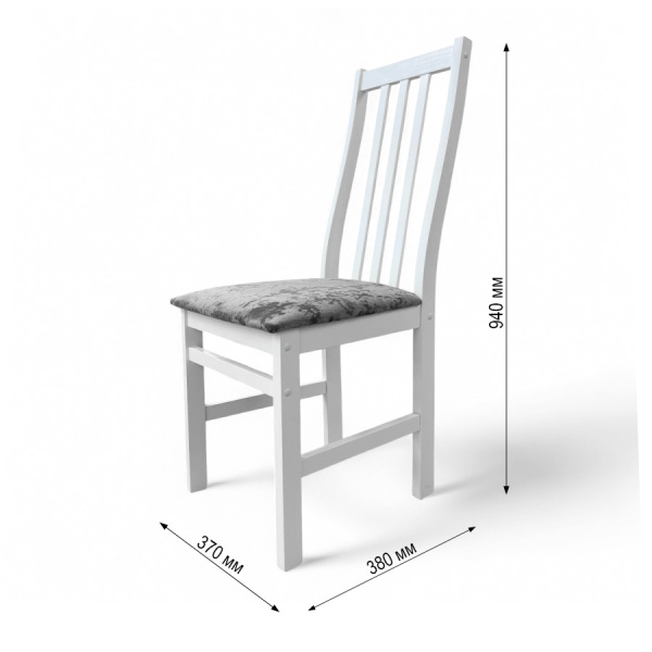 Стул Соло Р белая эмаль/ Катания 17 (Серая дымка)  Стул Соло Р белая эмаль/ Катания 17 (Серая дымка)