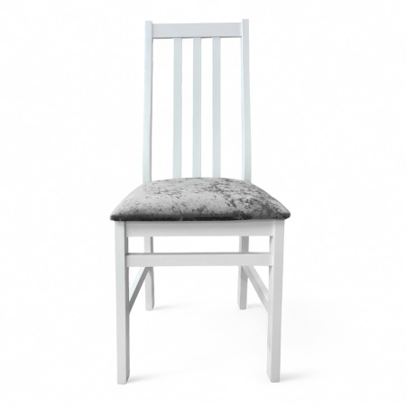 Стул Соло Р белая эмаль/ Катания 17 (Серая дымка)  Стул Соло Р белая эмаль/ Катания 17 (Серая дымка)