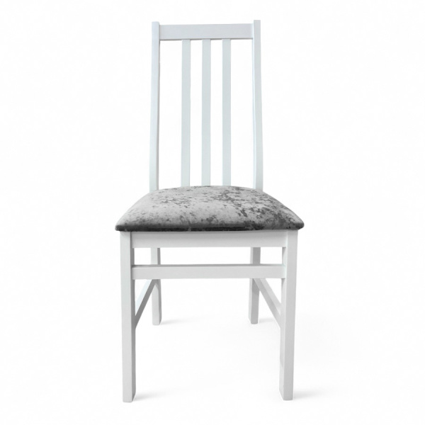 Стул Соло Р белая эмаль/ Катания 17 (Серая дымка)  Стул Соло Р белая эмаль/ Катания 17 (Серая дымка)