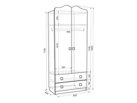Шкаф комбинированный 2-створчатый Фэнтези Шкаф комбинированный 2-створчатый Фэнтези