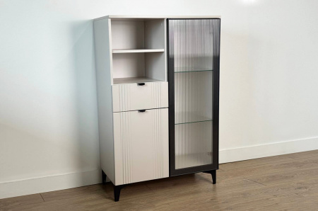 Комод 2 Рич со стеклом кашемир/фрапучино матовый/черный Комод 2 Рич со стеклом кашемир/фрапучино матовый/черный