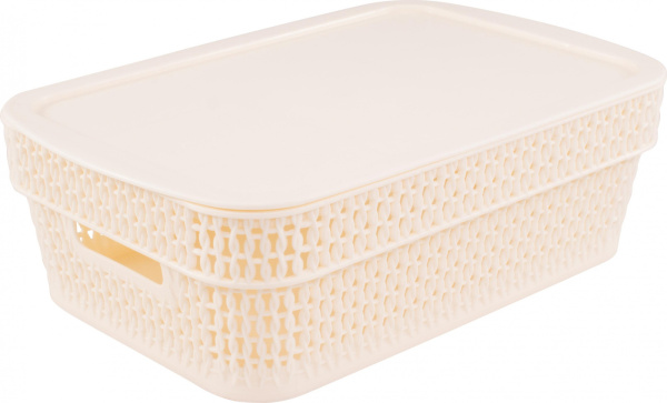 Корзина прямоугольная Ajur 11л с крышкой слоновая кость Корзина прямоугольная Ajur 11л с крышкой слоновая кость