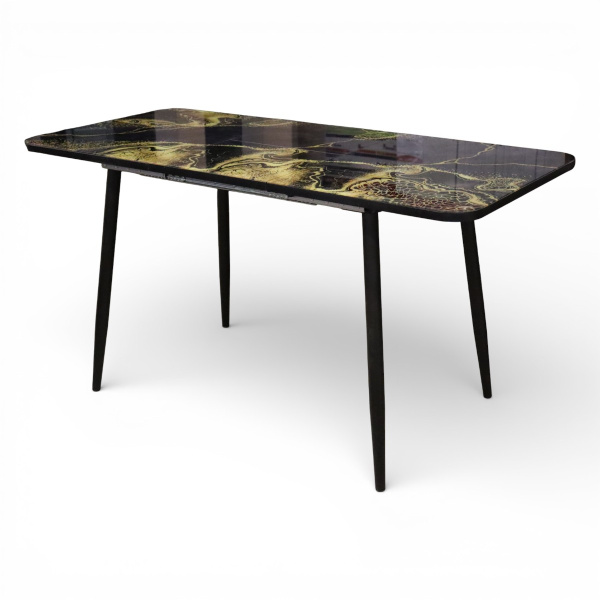 Стол обеденный Турин 110(+40)*70 Абстракция / черный