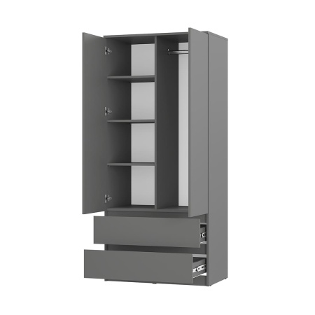 Шкаф 2-х створчатый Симпл ШК-03 (802*1900*514мм) лдсп графит