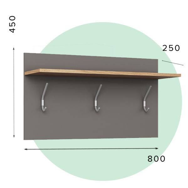 СИТИ Прихожая Вешалка В-3 (450*800*250), Серый Графит/корпус Дуб Крафт Золотой СИТИ Прихожая Вешалка В-3 (450*800*250), Серый Графит/корпус Дуб Крафт Золотой