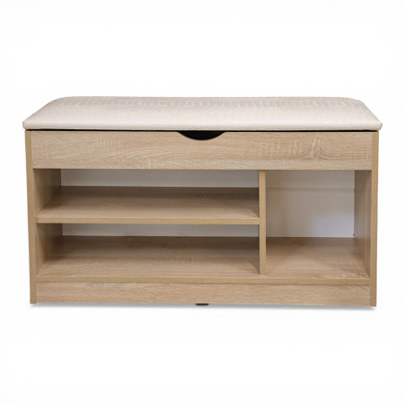 Тумба для обуви БН-196-04 (900*310*510) дуб сонома/кожзам крок бежевый