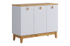 Комод 3 Хюгге белое дерево/дуб крафт золотой/белый матовый Комод 3 Хюгге белое дерево/дуб крафт золотой/белый матовый