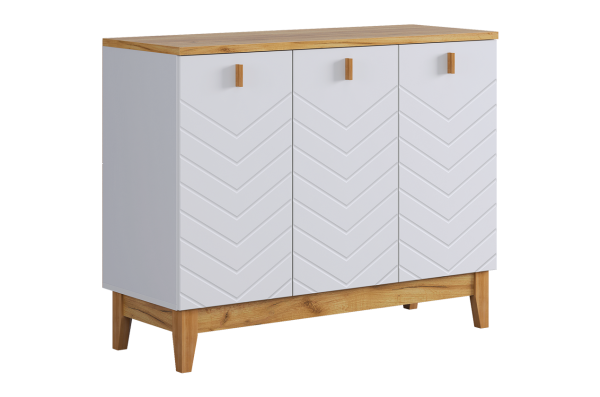 Комод 3 Хюгге белое дерево/дуб крафт золотой/белый матовый Комод 3 Хюгге белое дерево/дуб крафт золотой/белый матовый