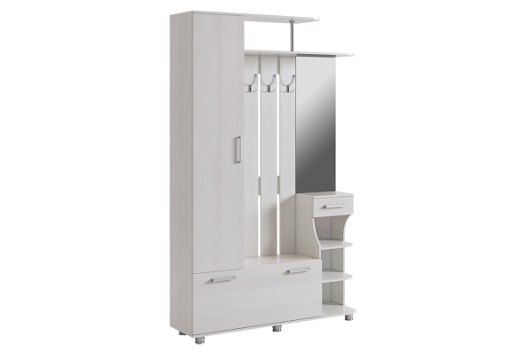 Прихожая Барселона-1, 1301х344х2110 (Белый рамух) Прихожая Барселона-1, 1301х344х2110 (Белый рамух)