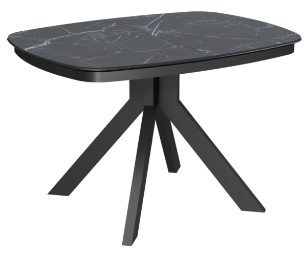 Стол Сохо-2С 120х90 (+32) (царга Черный/МДФ+PVC Черный/Black marble), нога №111Q черный Стол Сохо-2С 120х90 (+32) (царга Черный/МДФ+PVC Черный/Black marble), нога №111Q черный