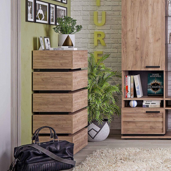 Комод Nature 6 Дуб Табачный Craft - Черный Комод Nature 6 Дуб Табачный Craft - Черный