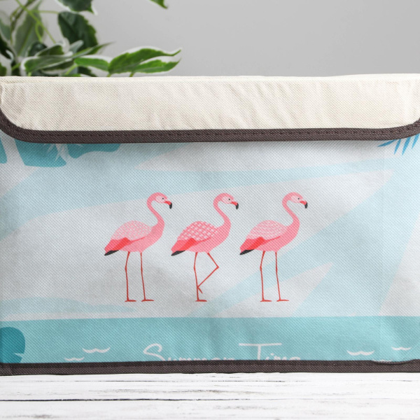 Короб стеллажный для хранения с крышкой «Фламинго»,  Короб стеллажный для хранения с крышкой «Фламинго»,