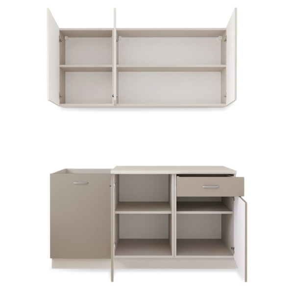 Кухня Комплект №2/1 Кашемир/Дуб Латте/Дуб Мокко(столеш Берилл беж, без мойки)1,5 м Кухня Комплект №2/1 Кашемир/Дуб Латте/Дуб Мокко(столеш Берилл беж, без мойки)1,5 м