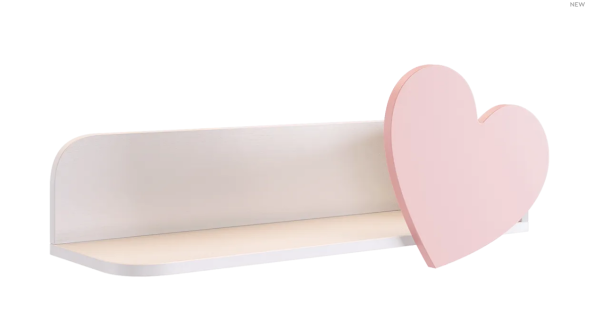 Полка навесная Сердечко(белое дерево/пудра розов(эмаль) Полка навесная Сердечко(белое дерево/пудра розов(эмаль)