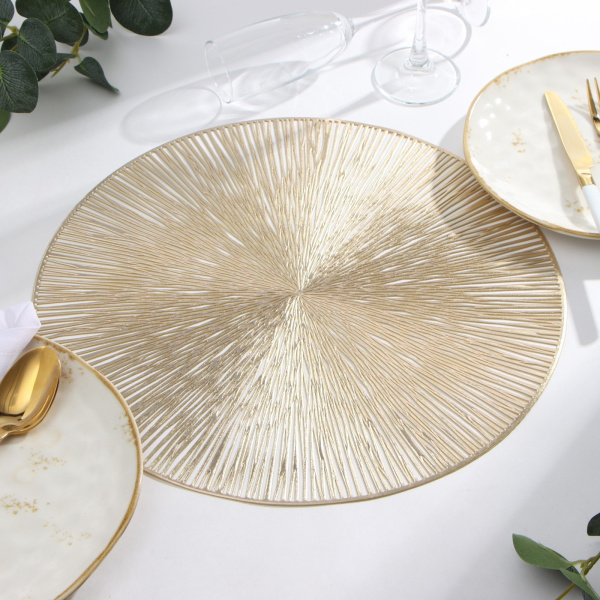 Салфетка сервировочная Доляна цв.золото, d 38 см    Салфетка сервировочная Доляна цв.золото, d 38 см