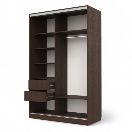 Шкаф-купе Клэр 1400х597х2200 с ящ/венге-хром Шкаф-купе Клэр 1400х597х2200 с ящ/венге-хром