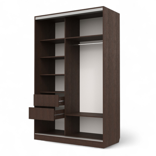 Шкаф-купе Клэр 1400х597х2200 с ящ/венге-хром Шкаф-купе Клэр 1400х597х2200 с ящ/венге-хром