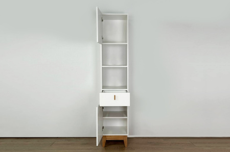 Стеллаж  Хюгге белое дерево/дуб крафт золотой/белый матовый Стеллаж  Хюгге белое дерево/дуб крафт золотой/белый матовый