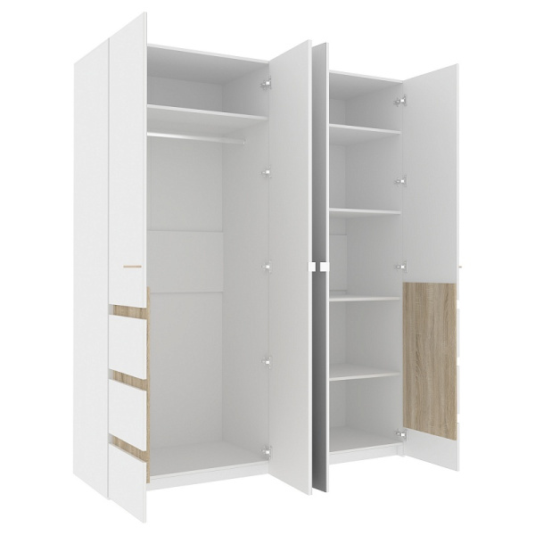 Анона 8 Шкаф д/одежды и белья 4 дв. Белый/Дуб Сонома Анона 8 Шкаф д/одежды и белья 4 дв. Белый/Дуб Сонома