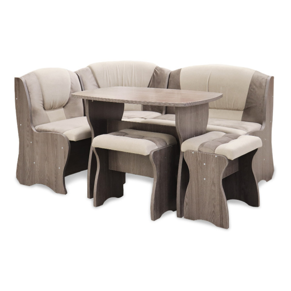 Обеденная группа "Комфорт", анкор темный/ткань в ассорт. (скамья, стол, табурет) Обеденная группа "Комфорт", анкор темный/ткань в ассорт. (скамья, стол, табурет)