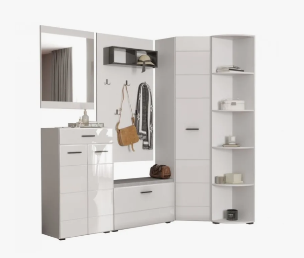 GLOSS Прихожая шкаф угловой Белый/Белый глянец GLOSS Прихожая шкаф угловой Белый/Белый глянец