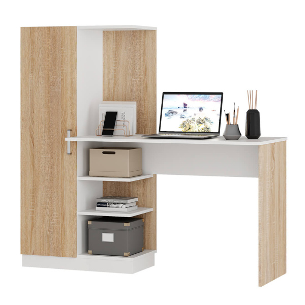Стол компьютерный "Бейсик" Дуб сонома/Белый