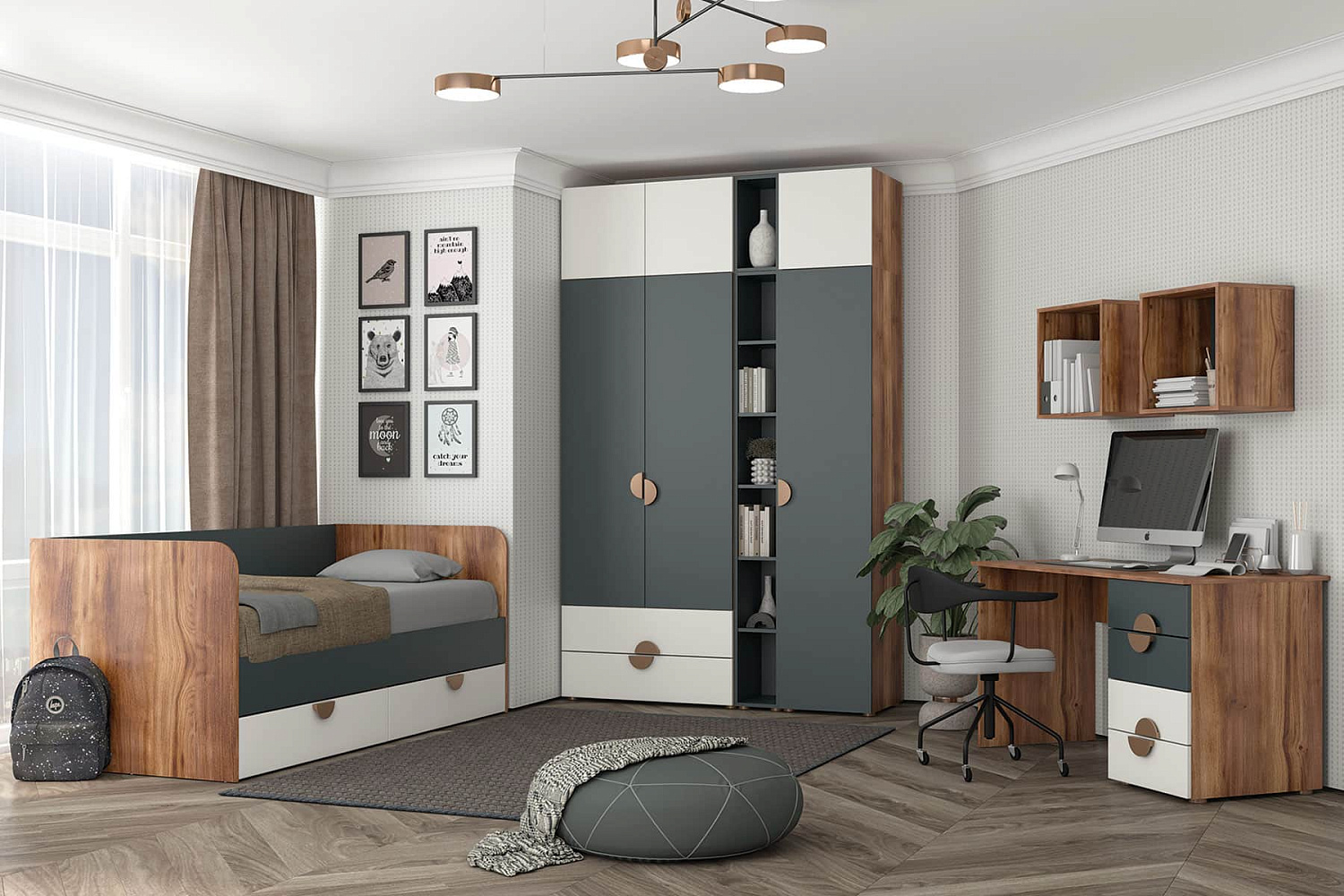 Тризиль Детская 476.05 Комод/Дуб Барокко/зел.камень