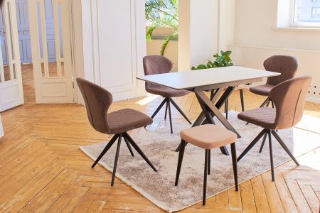 Стол Касабланка-1С PVC  WHITE MARBLE/черный Стол Касабланка-1С PVC  WHITE MARBLE/черный