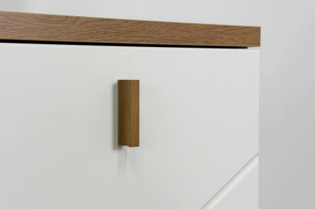 Комод 3 Хюгге белое дерево/дуб крафт золотой/белый матовый Комод 3 Хюгге белое дерево/дуб крафт золотой/белый матовый