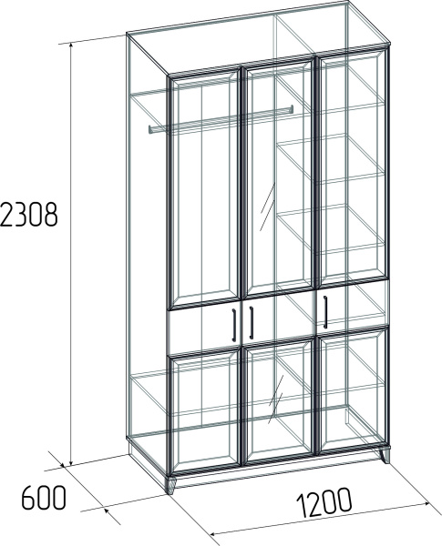 AURELIO 444 Шкаф для одежды и белья Белый/Блеквуд Сатиновый AURELIO 444 Шкаф для одежды и белья Белый/Блеквуд Сатиновый