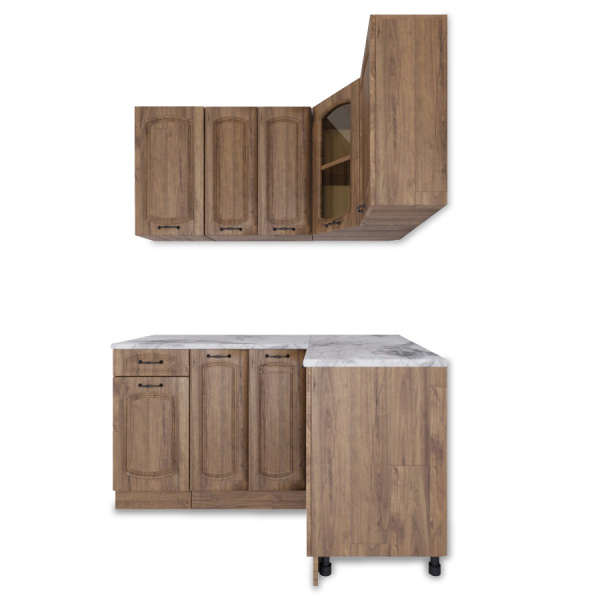 Угловая кухня РАВЕННА Дуб крафт / Орех антик 1,5м Угловая кухня РАВЕННА Дуб крафт / Орех антик 1,5м