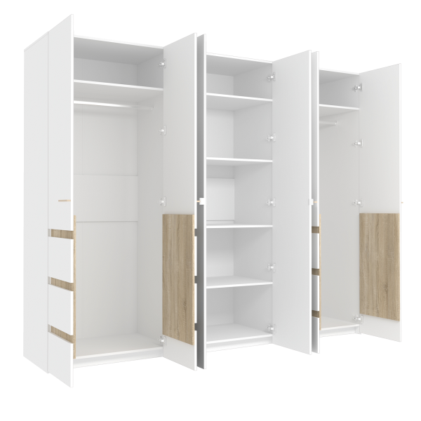 Анона 7 Шкаф д/одежды и белья 6 дв. Белый/Дуб Сонома Анона 7 Шкаф д/одежды и белья 6 дв. Белый/Дуб Сонома