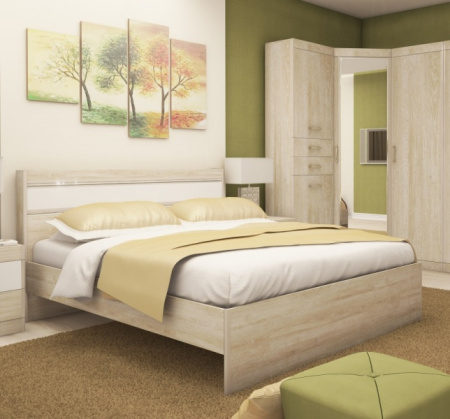 Ника Н19в Кровать 1400*2000 лам.белый/дуб сонома (без основания) Ника Н19в Кровать 1400*2000 лам.белый/дуб сонома (без основания)