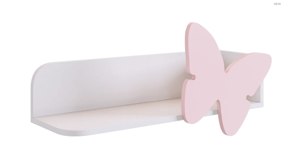Полка навесная Бабочка (белое дерево/пудра розов(эмаль) Полка навесная Бабочка (белое дерево/пудра розов(эмаль)