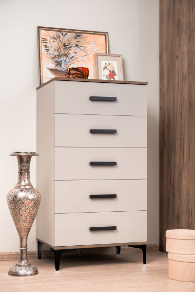 Кара 3 Комод высокий Дуб Табачный Craft/Велюр Кара 3 Комод высокий Дуб Табачный Craft/Велюр