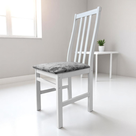 Стул Соло Р белая эмаль/ Катания 17 (Серая дымка)  Стул Соло Р белая эмаль/ Катания 17 (Серая дымка)