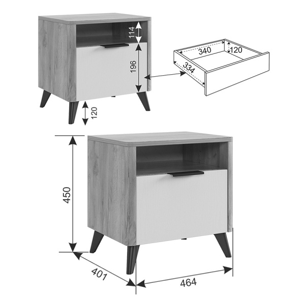 Тумба прикроватная Адам Дуб крафт золотой/графит Тумба прикроватная Адам Дуб крафт золотой/графит