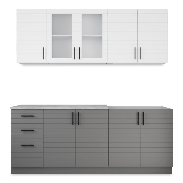 Кухня Комплект №9 Серый камень/ТАЧ БЕЛЫЙ/ТАЧ ГРАФИТ (столеш Этория без мойки) Кухня Комплект №9 Серый камень/ТАЧ БЕЛЫЙ/ТАЧ ГРАФИТ (столеш Этория без мойки)