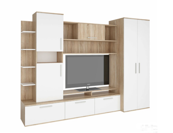 Стенка для гостиной Денвер Дуб сонома/Белый Стенка для гостиной Денвер Дуб сонома/Белый