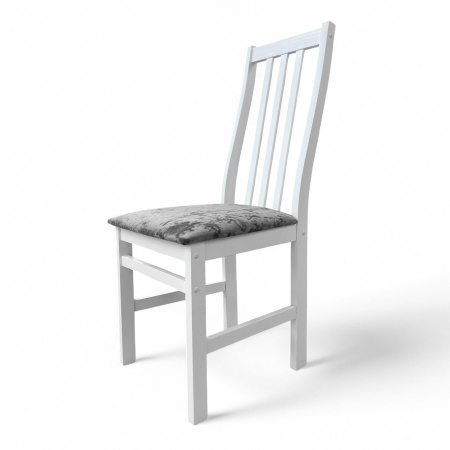 Стул Соло Р белая эмаль/ Катания 17 (Серая дымка)  Стул Соло Р белая эмаль/ Катания 17 (Серая дымка)