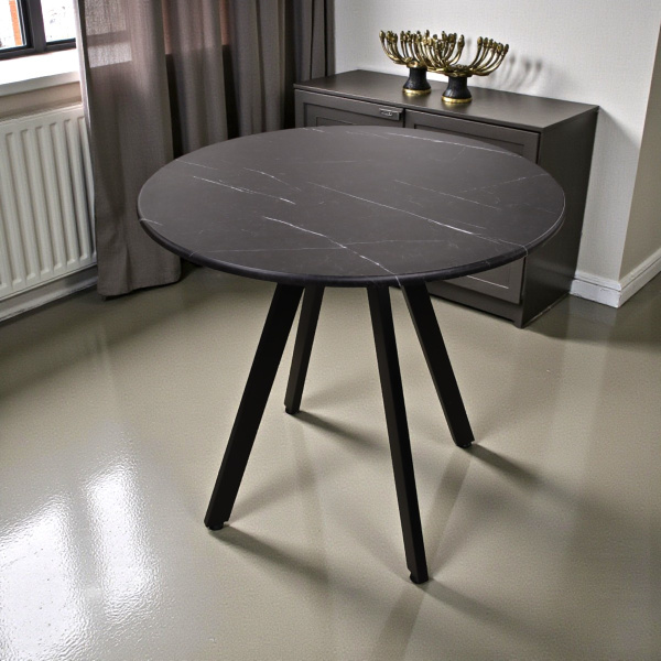 Стол Эйдан-80, D800, ПВХ Мрамор черный+опора Z 04 (ЧЕРНЫЙ)