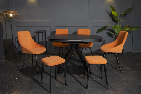 Стол Сохо-2С 120х90 (+32) (царга Черный/МДФ+PVC Черный/Black marble), нога №111Q черный Стол Сохо-2С 120х90 (+32) (царга Черный/МДФ+PVC Черный/Black marble), нога №111Q черный