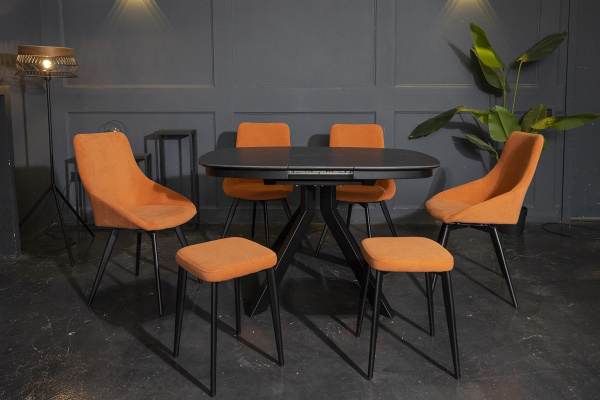 Стол Сохо-2С 120х90 (+32) (царга Черный/МДФ+PVC Черный/Black marble), нога №111Q черный Стол Сохо-2С 120х90 (+32) (царга Черный/МДФ+PVC Черный/Black marble), нога №111Q черный