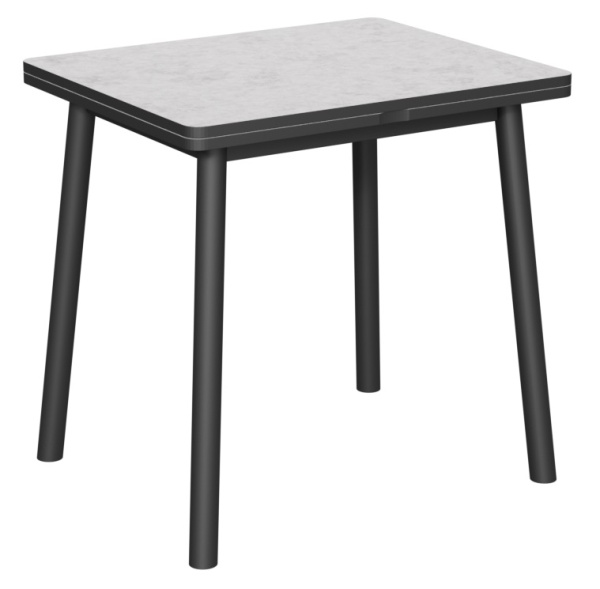 Стол  Дакар-1L New 80*65(+65) царга Чёрный/ЛДСП светлый цемент+нога №15 черный Стол  Дакар-1L New 80*65(+65) царга Чёрный/ЛДСП светлый цемент+нога №15 черный