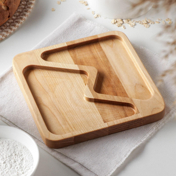 Менажница квадратная "Авеллино" 2 секции, береза Менажница квадратная "Авеллино" 2 секции, береза