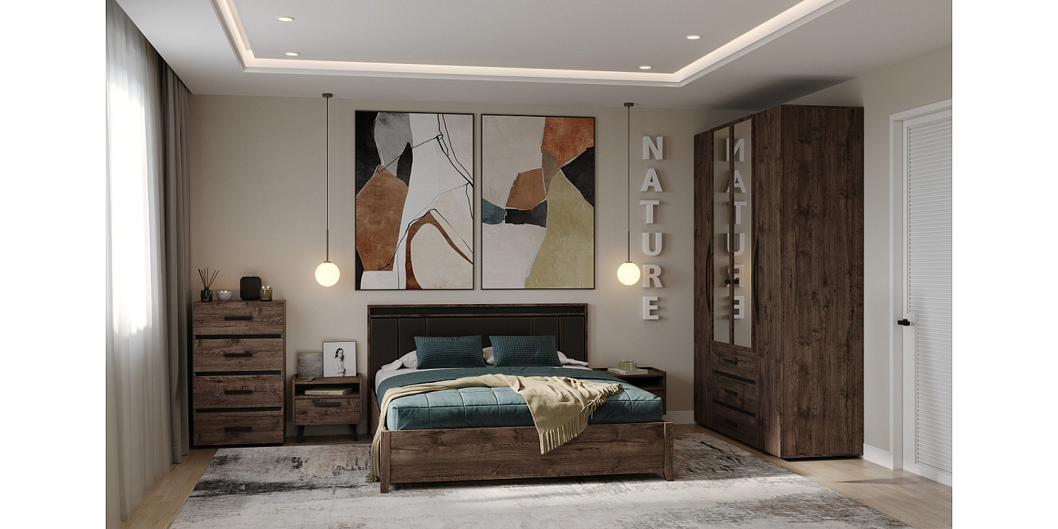 Nature 45 Комод Дуб Апрель темный-Черный Nature 45 Комод Дуб Апрель темный-Черный