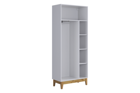 Шкаф двухдверный Хюгге белое дерево/дуб крафт золотой/белый матовый Шкаф двухдверный Хюгге белое дерево/дуб крафт золотой/белый матовый